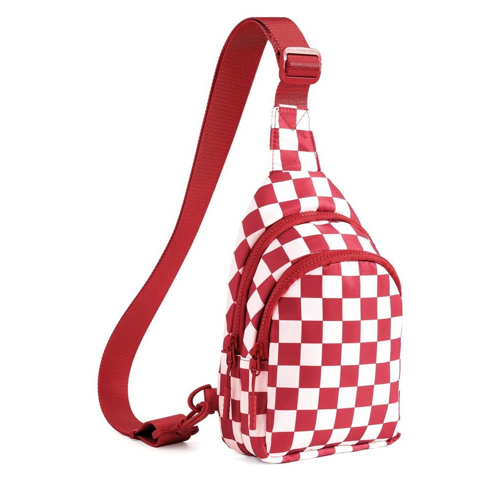 4182 Checkered Sling Bag Small Backpack Crossbody Chest Bag Fanny Packs